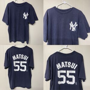 Majestic New York Yankees Hideki Matsui #55 100% Cotton Short Sleeve T-Shirt XL*